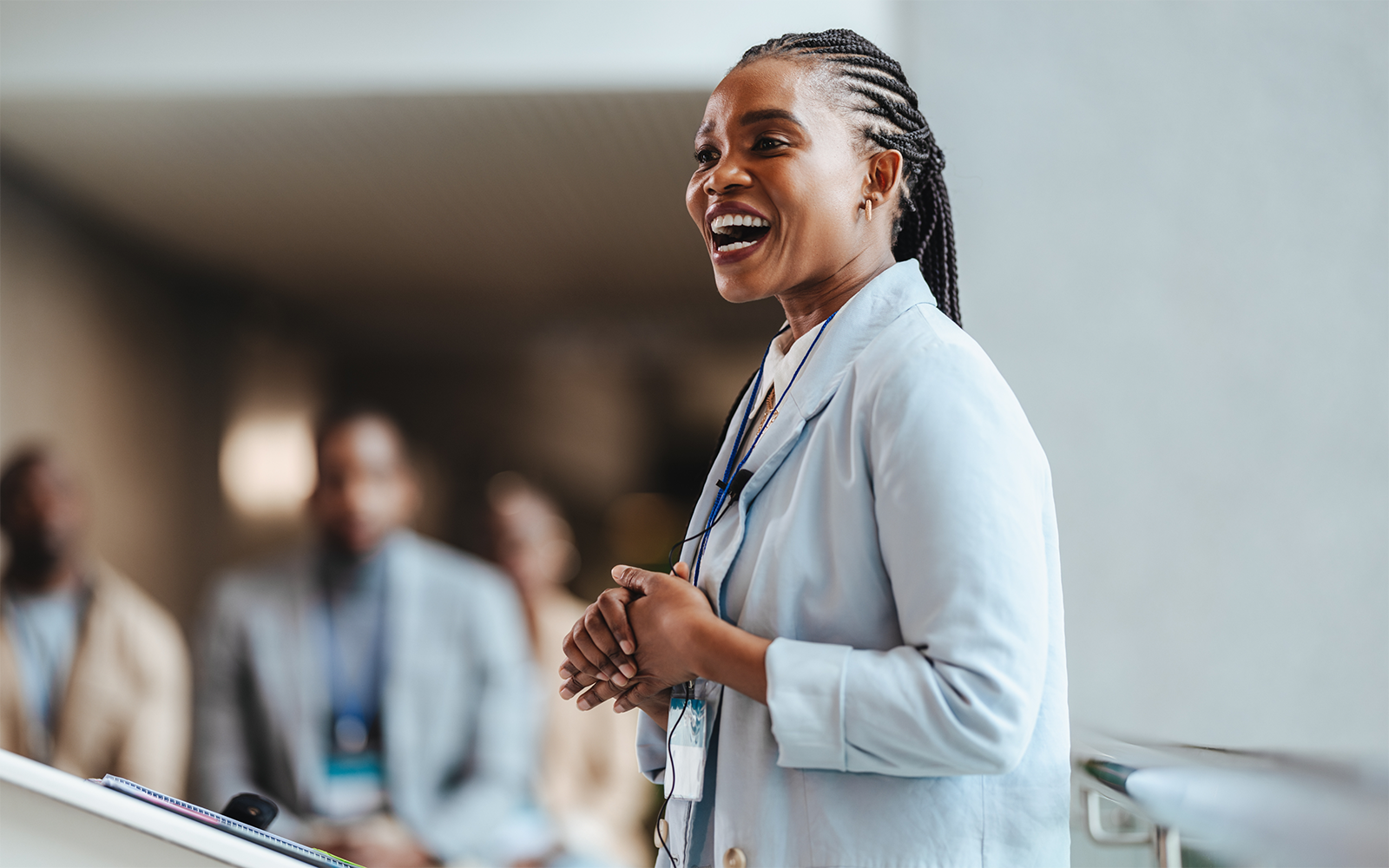 Professional woman giving a speech