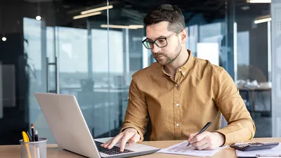 Man working on a laptop