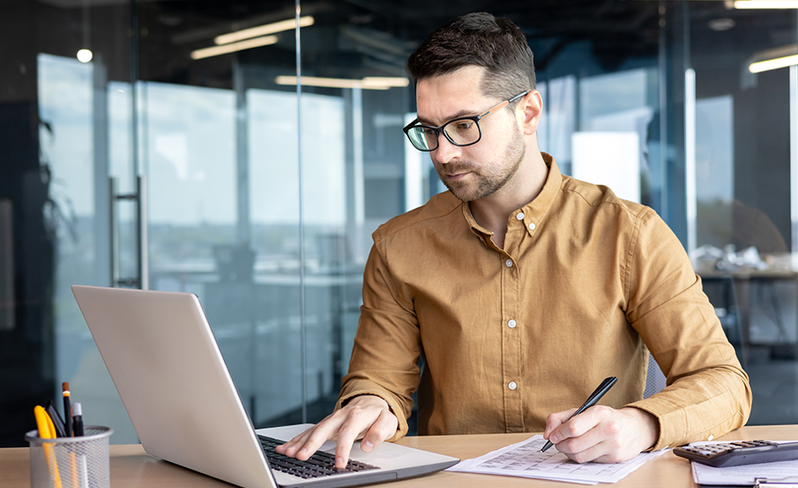 Man working on a laptop
