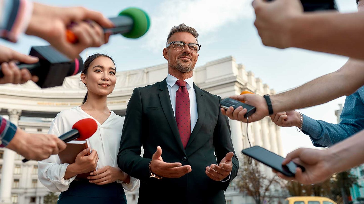 Man being interviewed