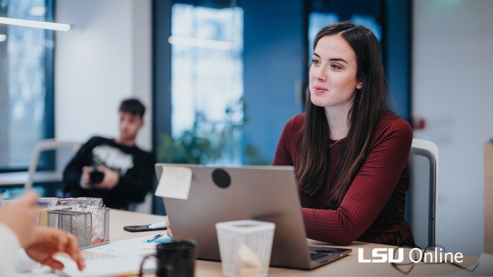 Online student using laptop