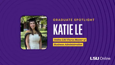 Graphic with image of Katie Le