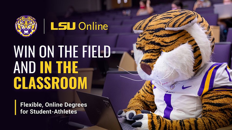 Mike the Tiger learning on laptop