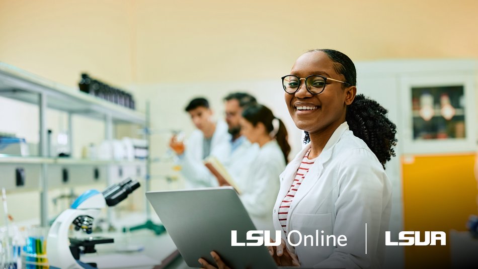 Female chemist with tablet managing business needs
