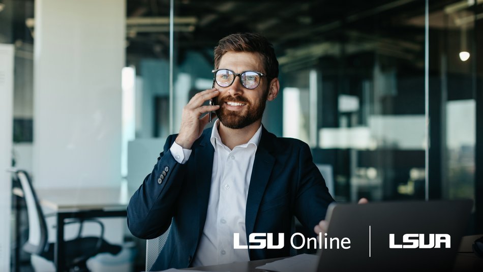 Lawyer in his office speaking to a client on the phone