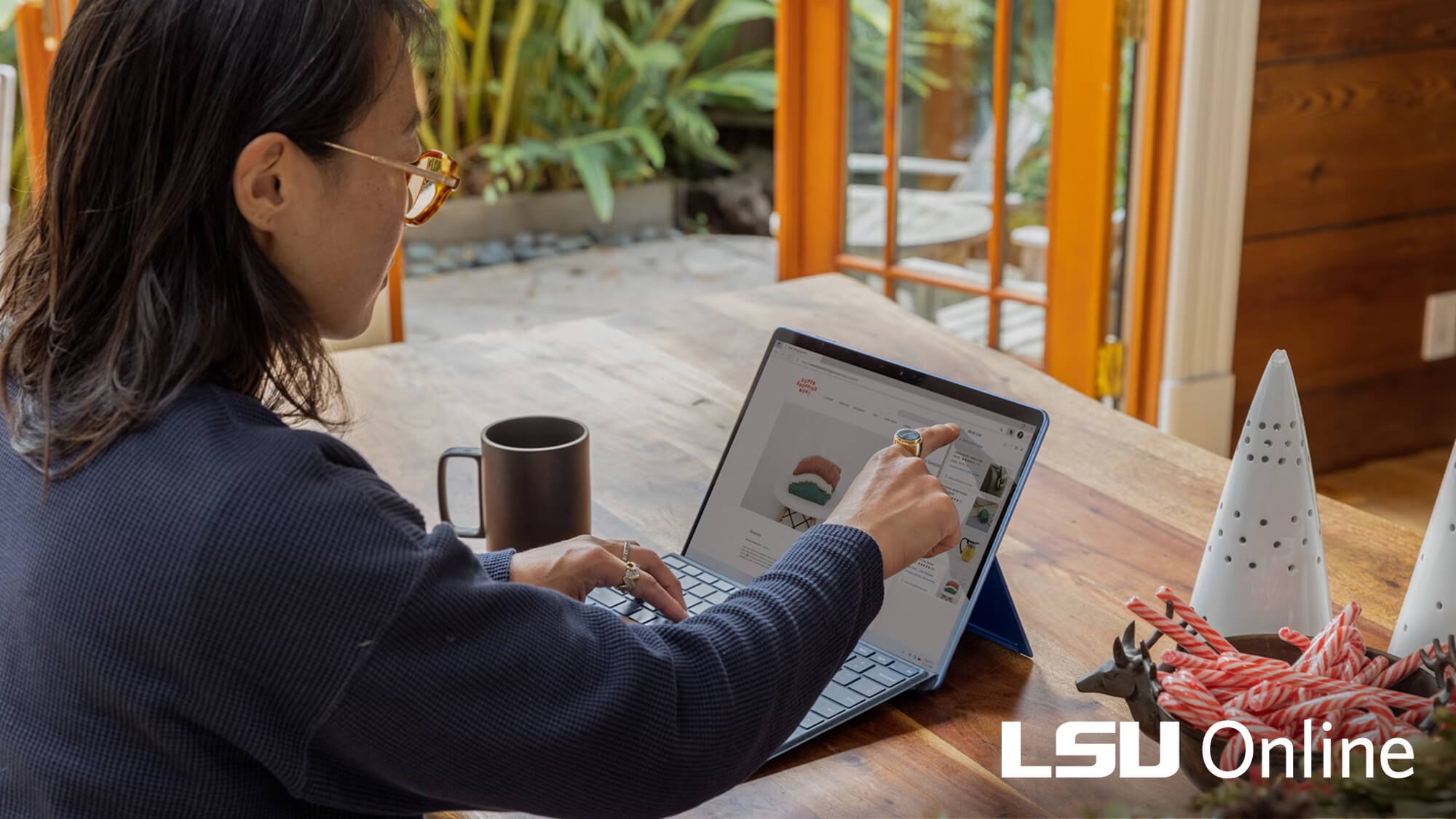 Online student using laptop