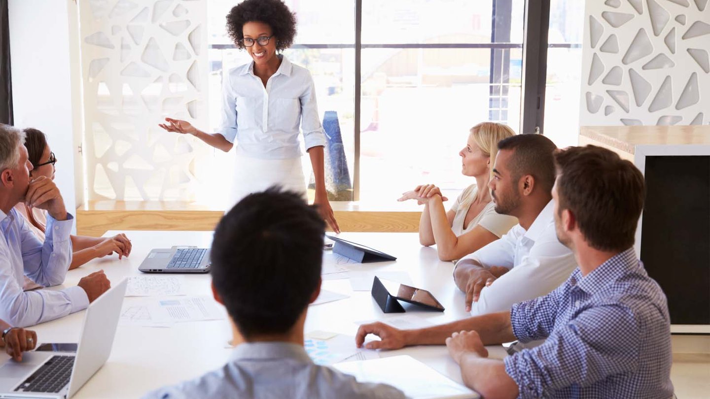 Construction manager in a meeting