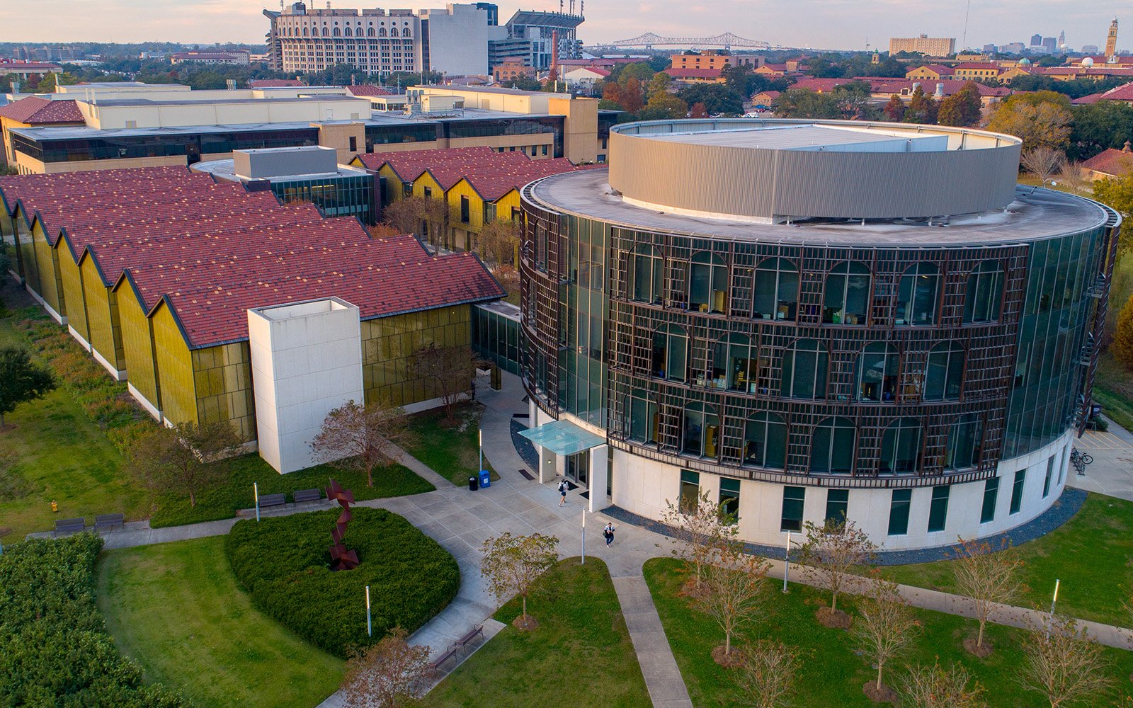 aerial photo of LSU Business Education Complex