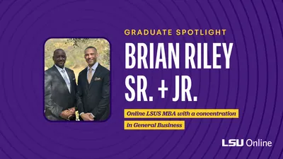Graphic with image of father and son, Brian Riley Sr. and Jr.