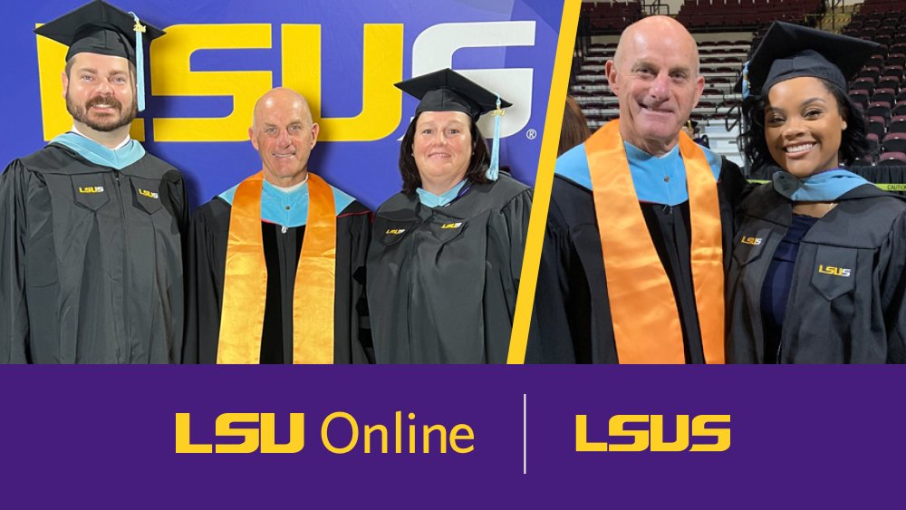 Picture of LSUS graduates with Dr. Nelson Coulter, program director for LSUS’s master of education programs