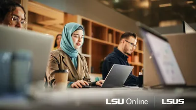 Woman working on a laptop