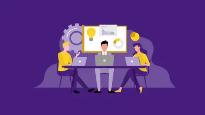 Cartoon group of people sitting at table