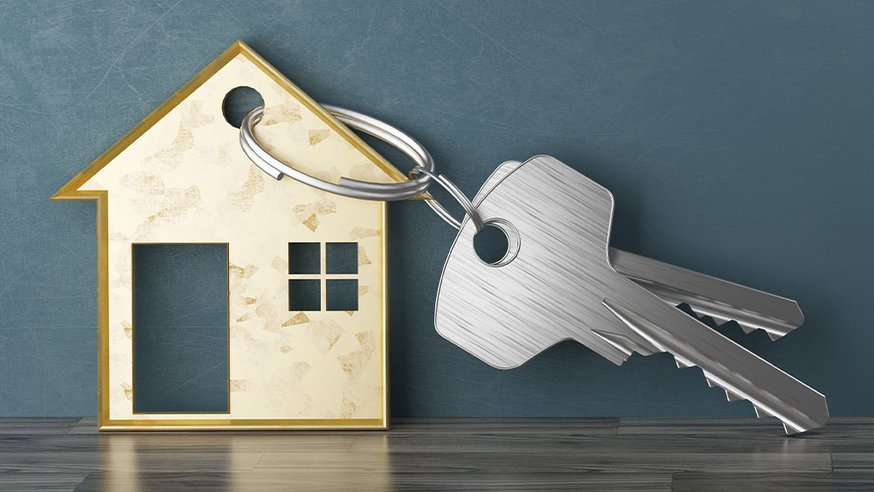 Real Estate Image of House Shape and Key