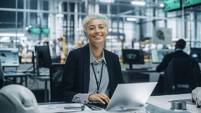 Woman working on laptop