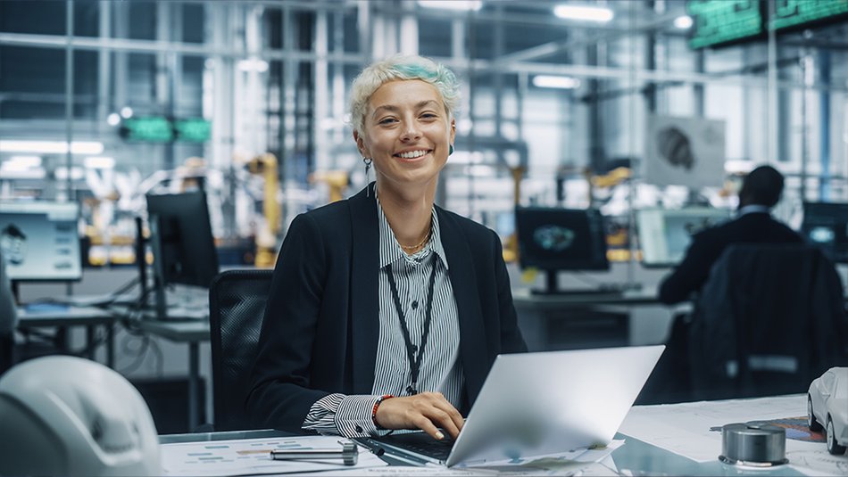 Woman working on laptop