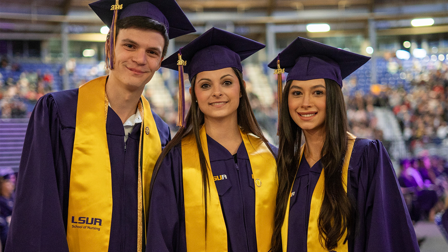 LSUA graduates pose for a photo
