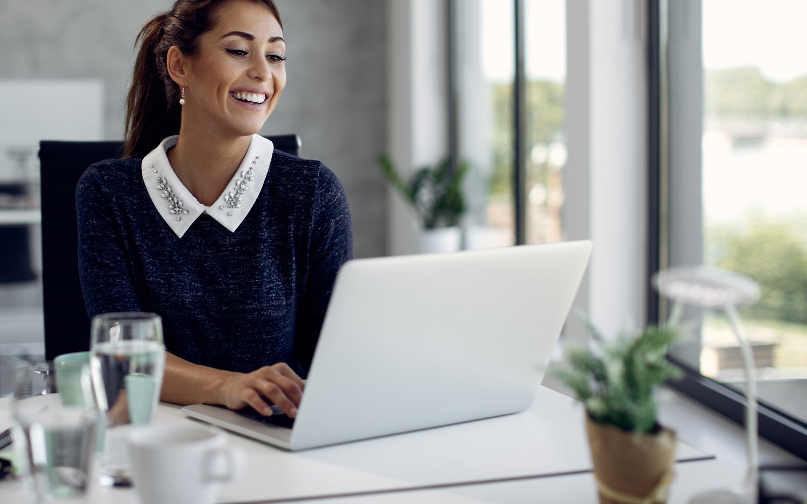 Human Resource manager working at her desk