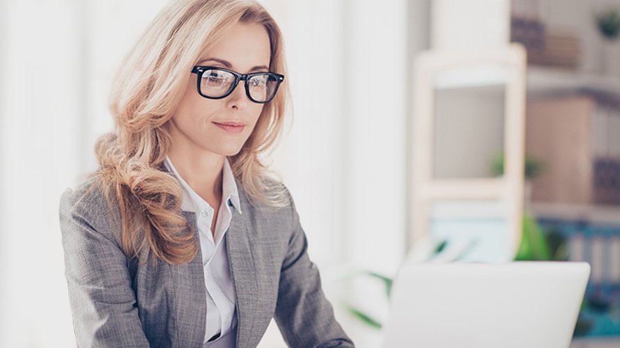 Marketing manager working at her desk