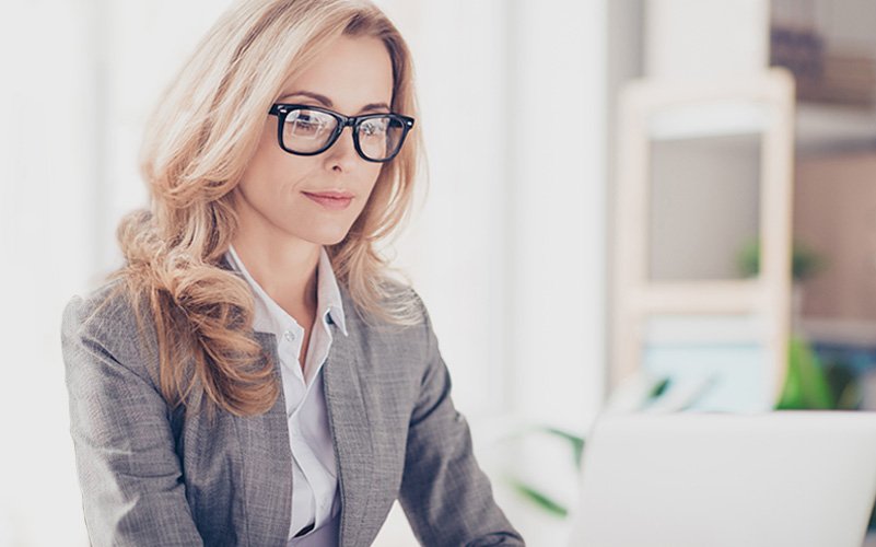 Marketing manager working at her desk