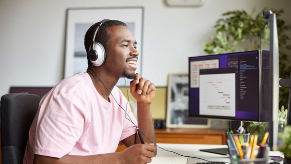 Online student at computer