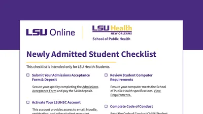 LSU Health New Orleans Newly Admitted Student Checklist
