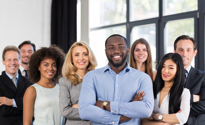 Groups of partners standing and smiling