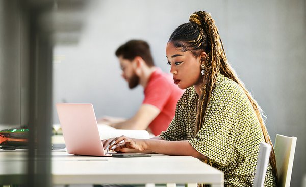Online student at laptop